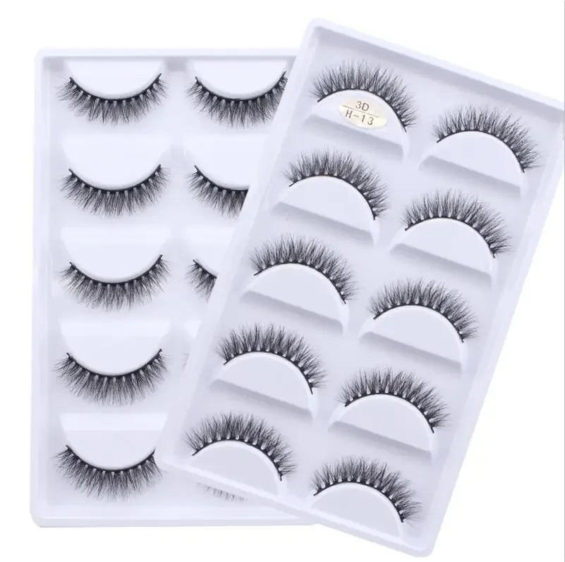 5 Pairs 3D Real Mink False Eyelashes – Soft Natural Look Eyelash Extensions for Makeup & Daily Wear