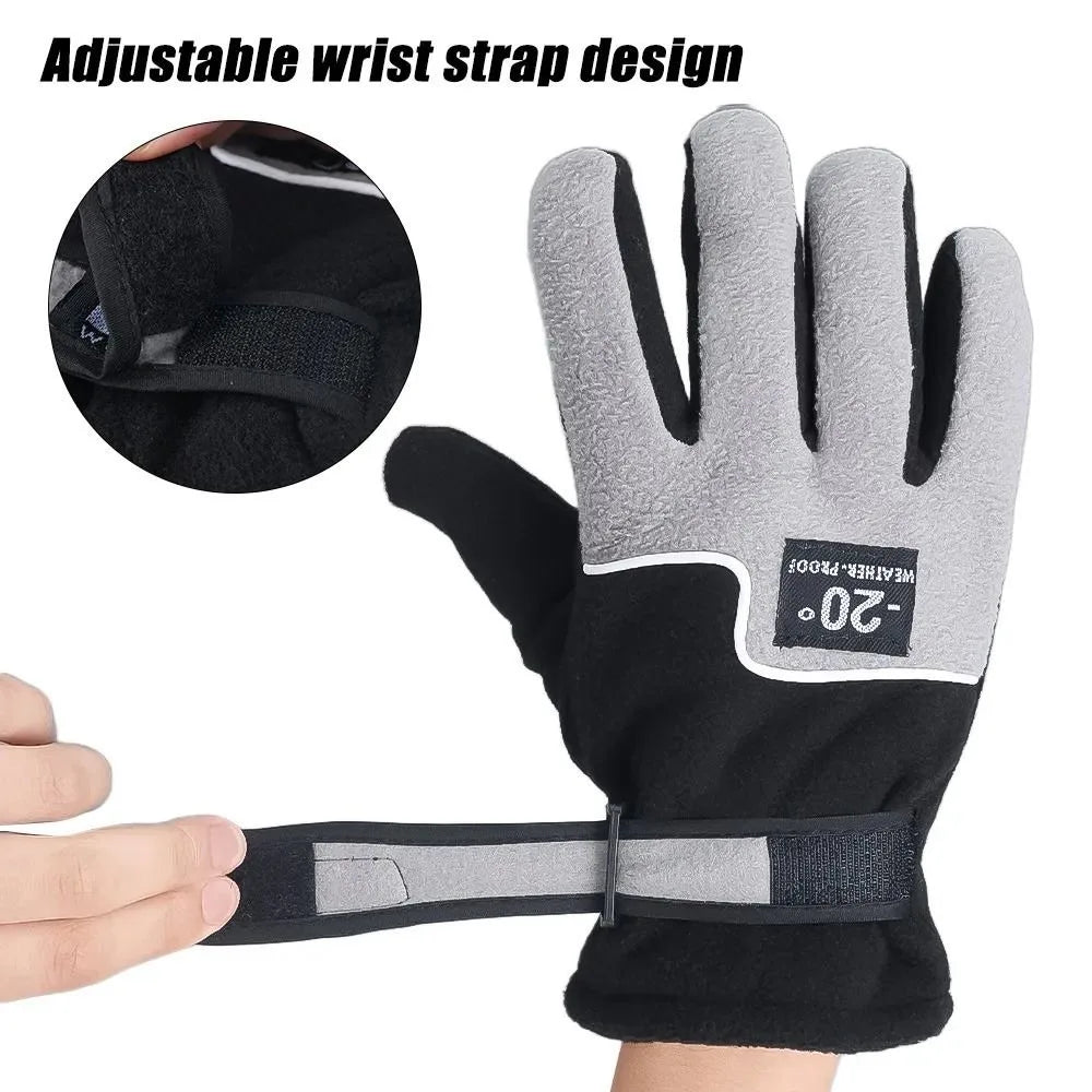 Winter Warm Gloves - Plush Thickened Five-Finger Skiing, Cycling & Motorcycle Gloves for Men