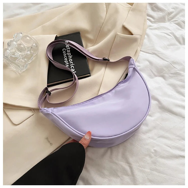Upgraded Women's Messenger Bag – Simple Design Nylon Hobo, Small Vintage Shoulder Purse & Cloth Handbag