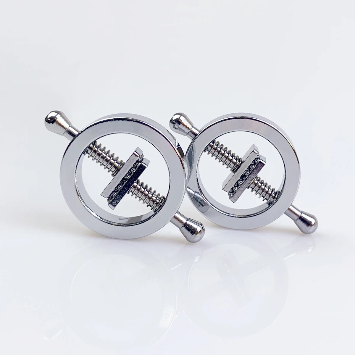 Adjustable Metal Nipple Clamps - Pair of Spring-Loaded Breast Clips for Adult BDSM and Sensory Play