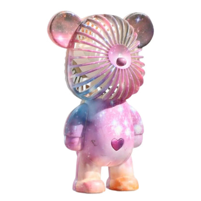 Graffiti Bear Electric Fan - USB Rechargeable 3-Speed Desktop Fan for Camping & Travel