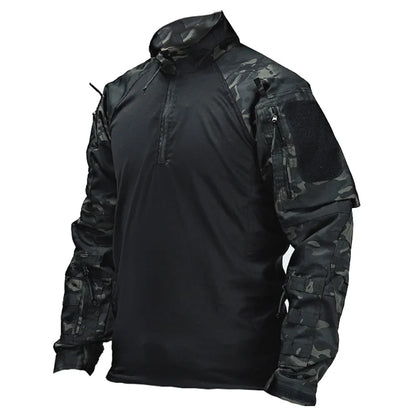 Men’s Multicam Tactical Combat Shirt - Long Sleeve Military Uniform for Paintball, Camping, and Hunting