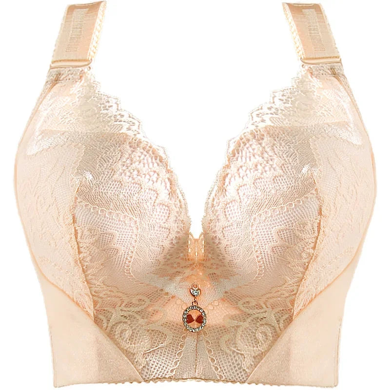 Plus Size Push-Up Bra – Sexy Lace Underwire Full Coverage Lingerie for Curvy Women with Wide Side Wings