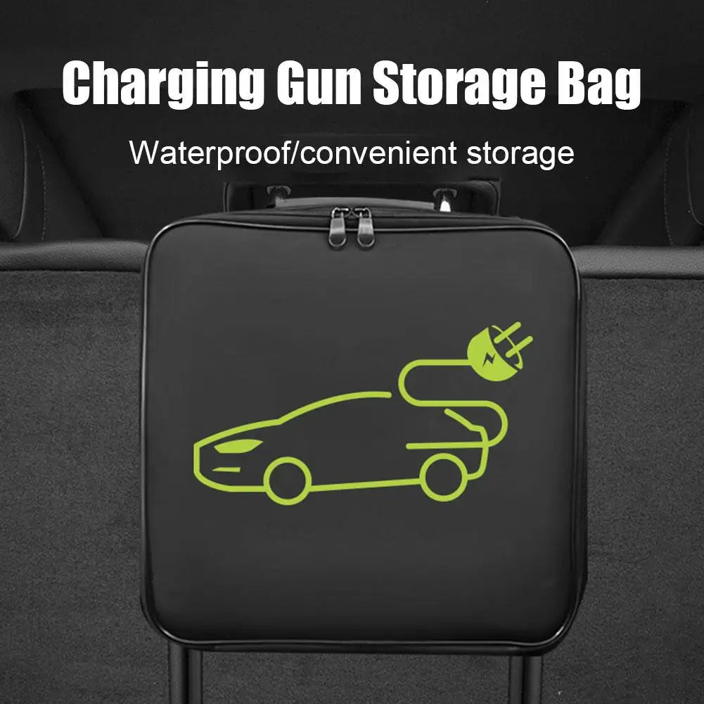 Electric Car Battery Jumper Cable Storage Bag – Waterproof EV Charger Gun Organizer for Charging Cables & Cords