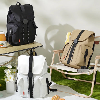 Mixi 16'' Waterproof Laptop Backpack - Lightweight Casual Travel Bag for College Students, Men and Women, 17 Inch White Rucksack