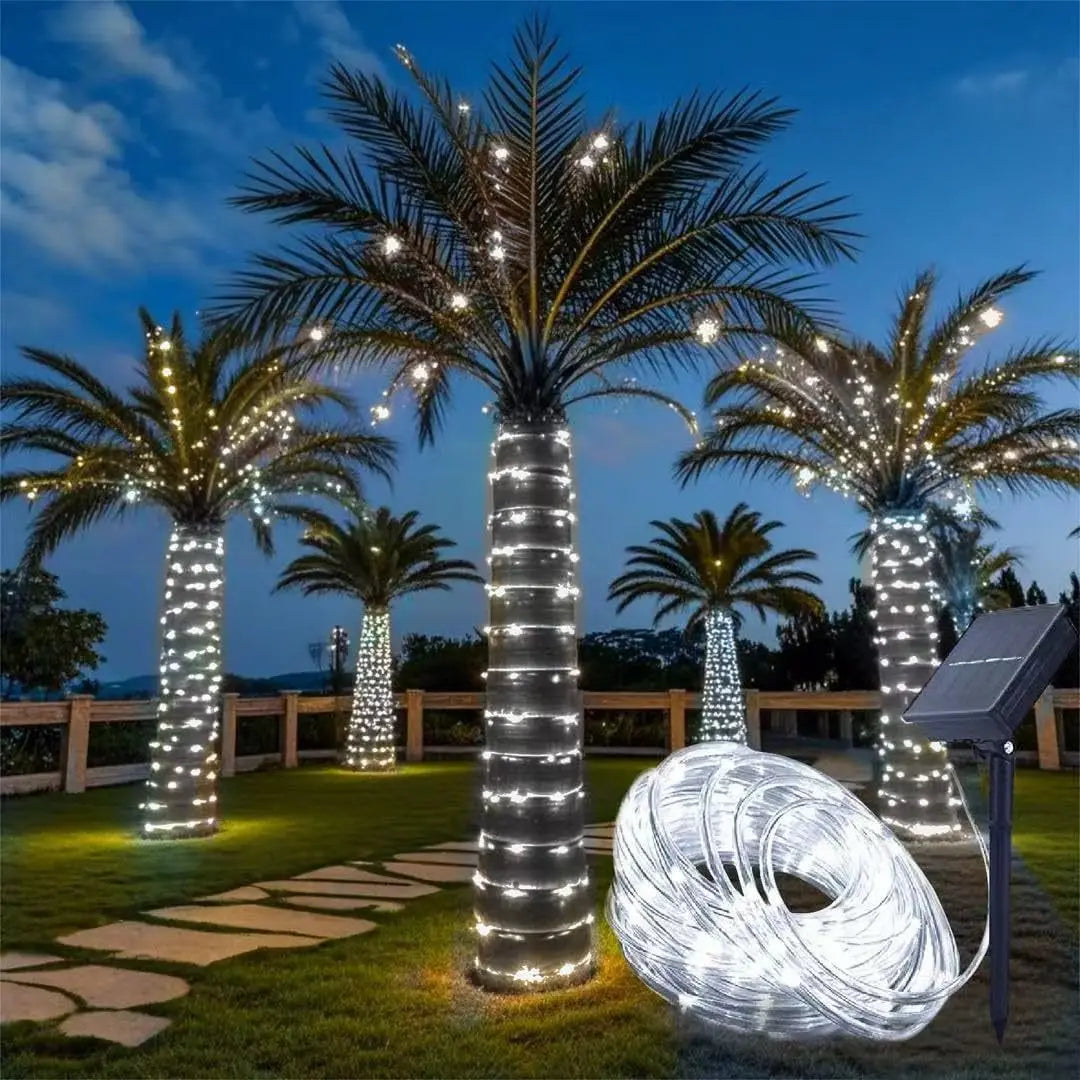 Outdoor Solar String Lights Waterproof LED Rope Tube – Christmas Fairy Garland for Garden, Tree, Yard & Fence Decor