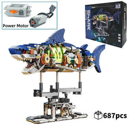 Mechanical Sea Animal Building Blocks Toy – Whale Shark, Octopus, Piranha & Manta Ray with Motor and Lights for Kids