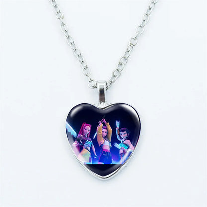 2025 KPop Demon Hunters Necklace & Bracelet Set – Kawaii Anime Jewelry for Girls, Cosplay Pendant Accessories