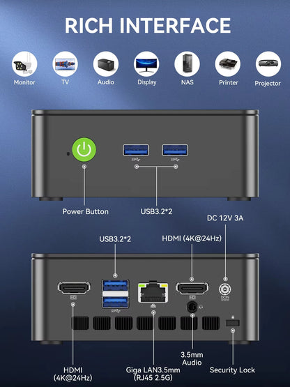 GMKtec G3 Pro Mini PC - Intel Core i3-10110U Windows 11 Pro Desktop Computer with WiFi 6 & Dual M.2 SSD