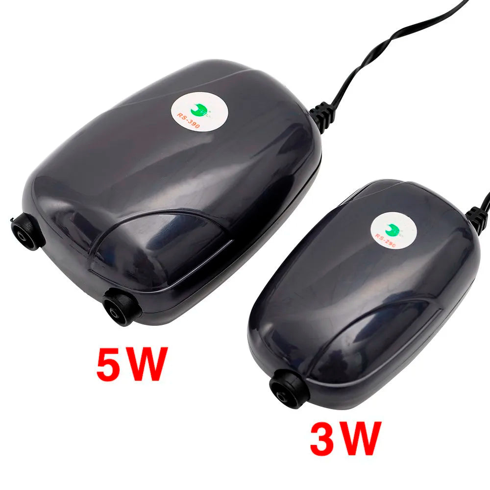 Mini Aquarium Air Pump - Single/Double Outlet Compressor with Check Valve Tube for Fish Tanks - 220V 3W/5W