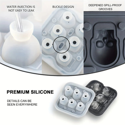 Skull Ice Ball Mold – 3D Silicone Ice Cube Tray, BPA-Free for Freezer & Cocktails