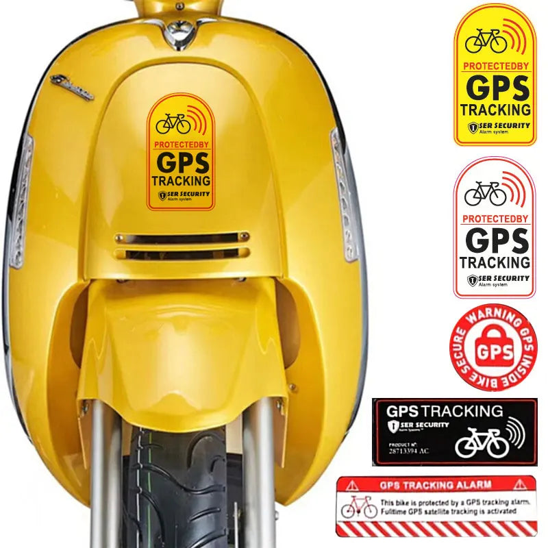 GPS Tracking Alarm Sticker – Reflective Bicycle and Motorcycle Anti-Theft Warning Decal for Cars and Scooters