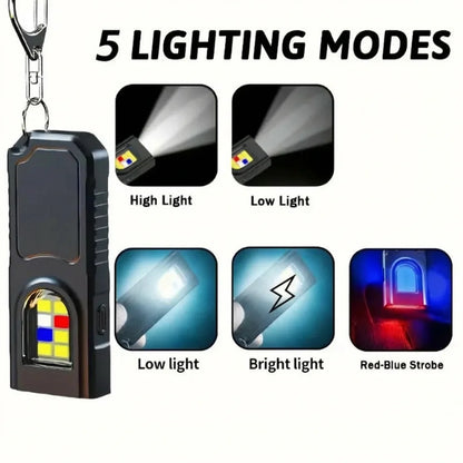USB Rechargeable Keychain Flashlight - Mini COB Work Light for Camping, Walking & Everyday Carry