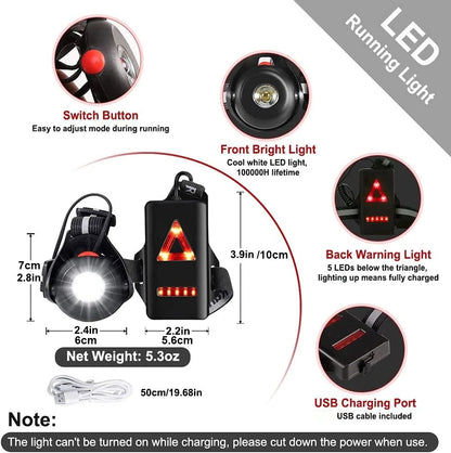 Outdoor USB Charging Night Running Lights: LED Chest Lamp Back Warning Light for Camping, Hiking, Jogging, Adventure