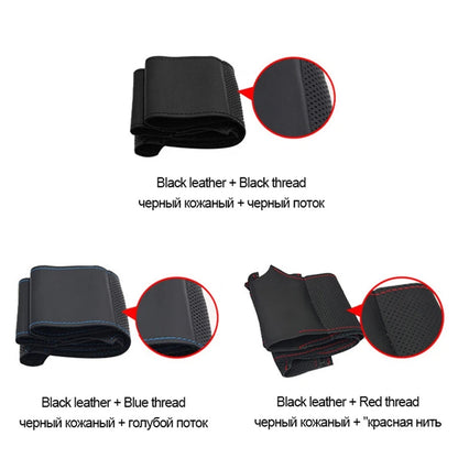 GNUPME DIY Leather Steering Wheel Cover - Hand-Stitched Black Cover for Toyota Highlander & Camry 2007–2011