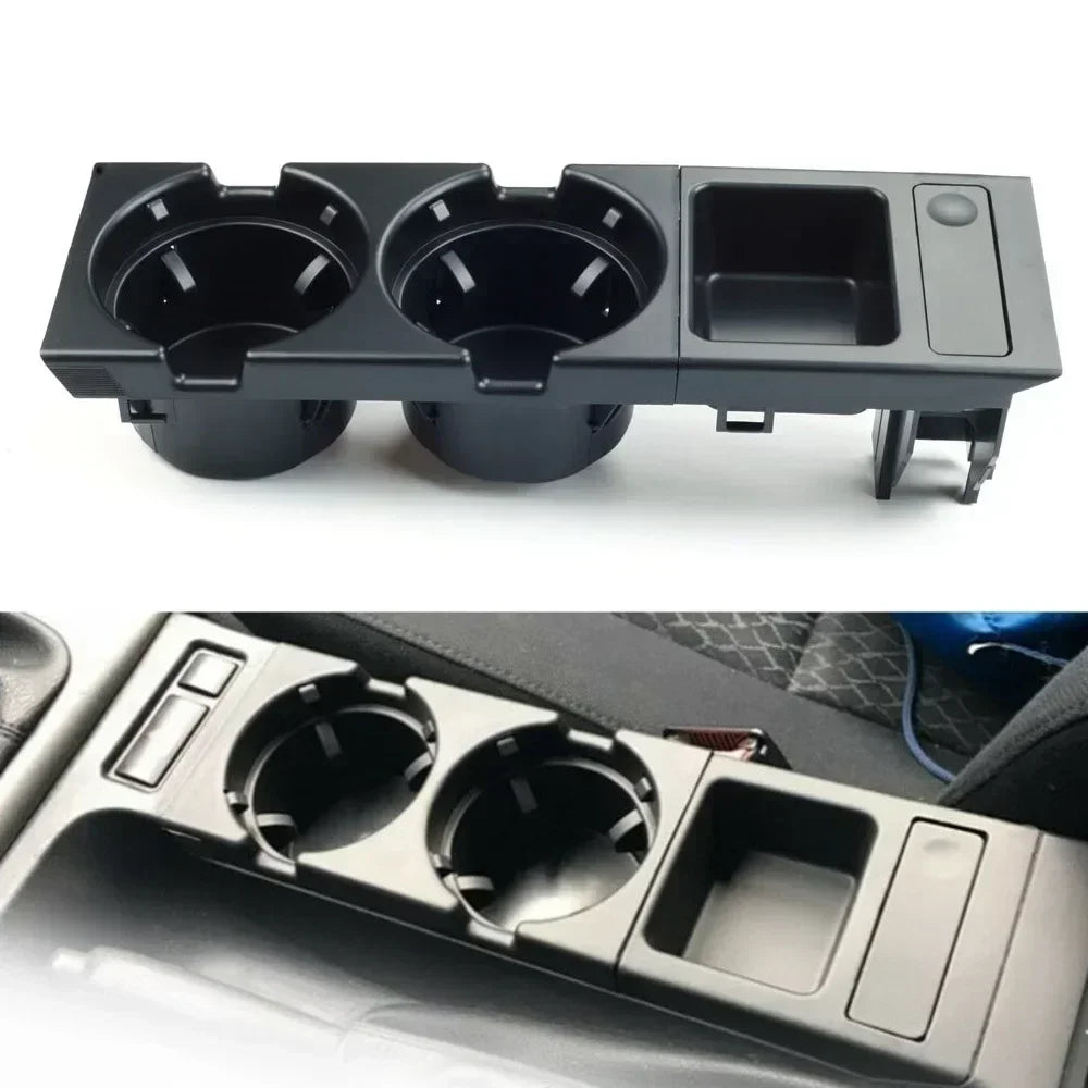 Double Hole Car Storage Box – Coin & Cup Holder for BMW E46 Series 1999-2006, Front Center Console, OEM 51168217953