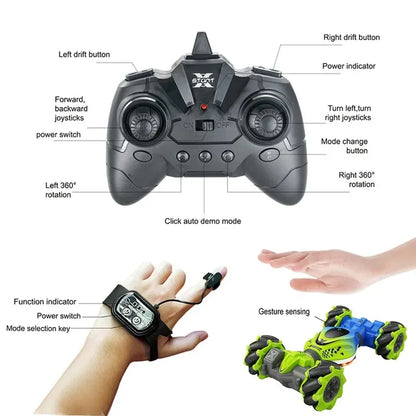 Newest 4WD RC Stunt Car — 2.4G Remote Control with 1/2/3 Battery, Gesture Sensor, Rotation Electronic Toy Gift