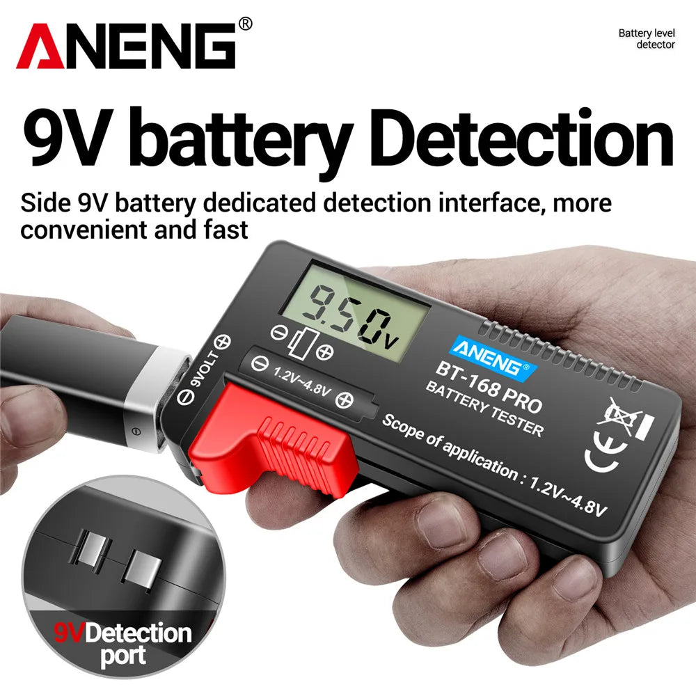ANENG BT-168 PRO Digital Lithium Battery Capacity Tester - Universal Check for AAA, AA, Button Cells, Load Analyzer Display