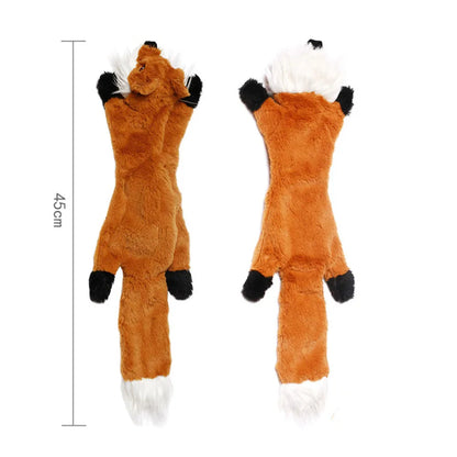 Funny Stuffingless Animal Dog Toy – Durable Plush Squeaky Chew Toy with Crinkle Sound & Squeakers for Pets