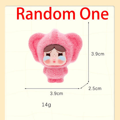 1/9PCS Labubu Cartoon Mini Flocking Doll Pendant – Cute DIY Kawaii Toy Gift Accessories