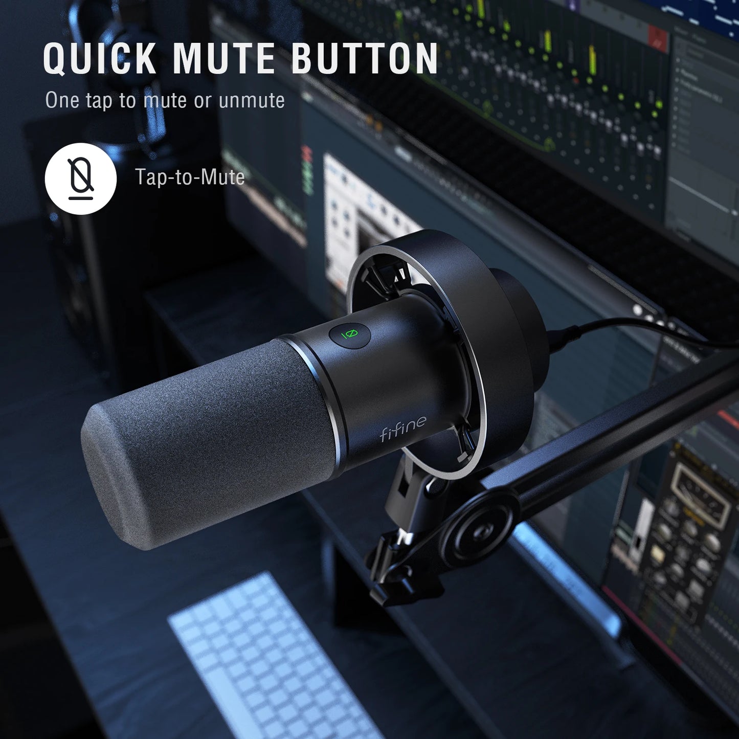 FIFINE K688W Dynamic USB/XLR Microphone — Recording Mic for PC with Gain Knob, Touch Mute, Headphone Jack, Streaming & Sound Card Use