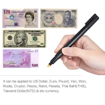 Counterfeit Money Detector Pen – Fake Bill Tester Marker for USD, Euro, Pound, Yen, Won Currency Checking