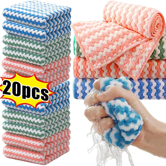 Microfiber Velvet Cleaning Cloth – Thickened, High-Absorbent Dishcloths for Kitchen, Washing & Household Wiping