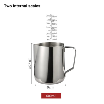 Stainless Steel Milk Frothing Pitcher Jug – 100ML–2000ML Espresso Barista Latte & Cappuccino Cream Foam Maker Cup