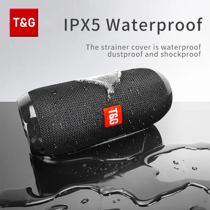 T&G TG117 Bluetooth Speaker - Portable Waterproof TWS Stereo Sound Box with TF Card & FM Radio for Outdoor Music