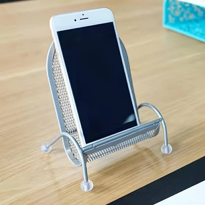 Stainless Steel Phone Stand - Heavy-Duty Desk and Bed Holder for Smartphones, Tablets and Cameras