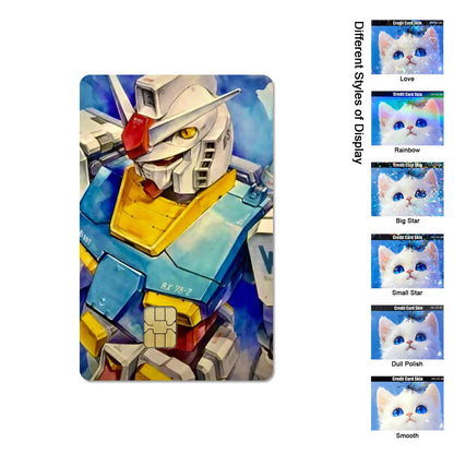 Gundam RX-78-2 & ZGMF-X19A Card Stickers - 2.5D HD Matte Waterproof PVC Skins for Credit and Debit Cards