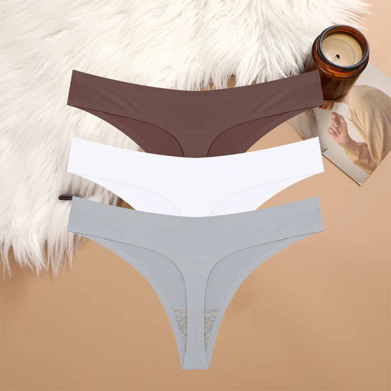 3PCS Sexy G-String Underwear Set – Breathable Seamless Low Waist T-Back Bikini Panties for Women, S-XL Sizes