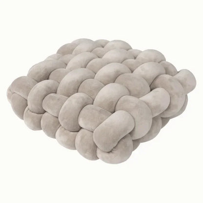 Knotted Square Cushion – Nordic Aesthetic Hand-Made Plush Pillow for Office Chair & Decorative Sleeping Back Support