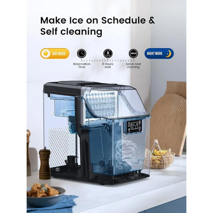 45LB Countertop Ice Maker – Self-Cleaning, Size Control, 24Hr Timer, Stainless Steel for Home Bar & RV