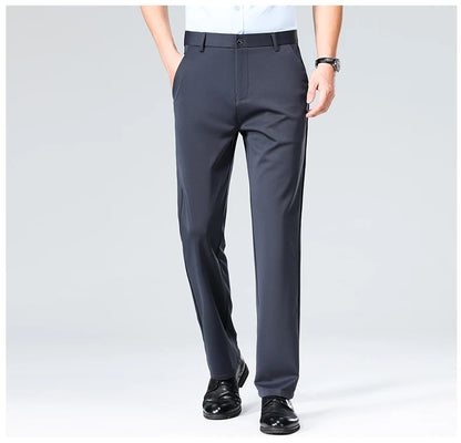 Men's Summer & Autumn Dress Pants – Thin Formal Work Trousers | Business Casual Black & Wine Red Long Pants