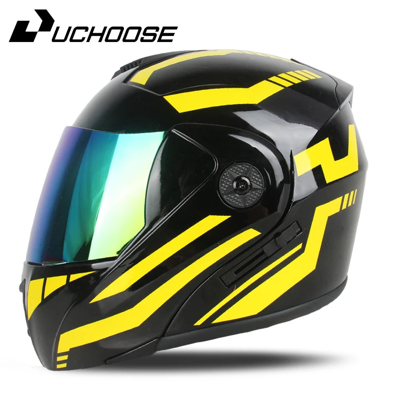 2024 Unisex Modular Motorcycle Helmet – Full Face Flip-Up Dual Lens Racing Helmet for Men & Women