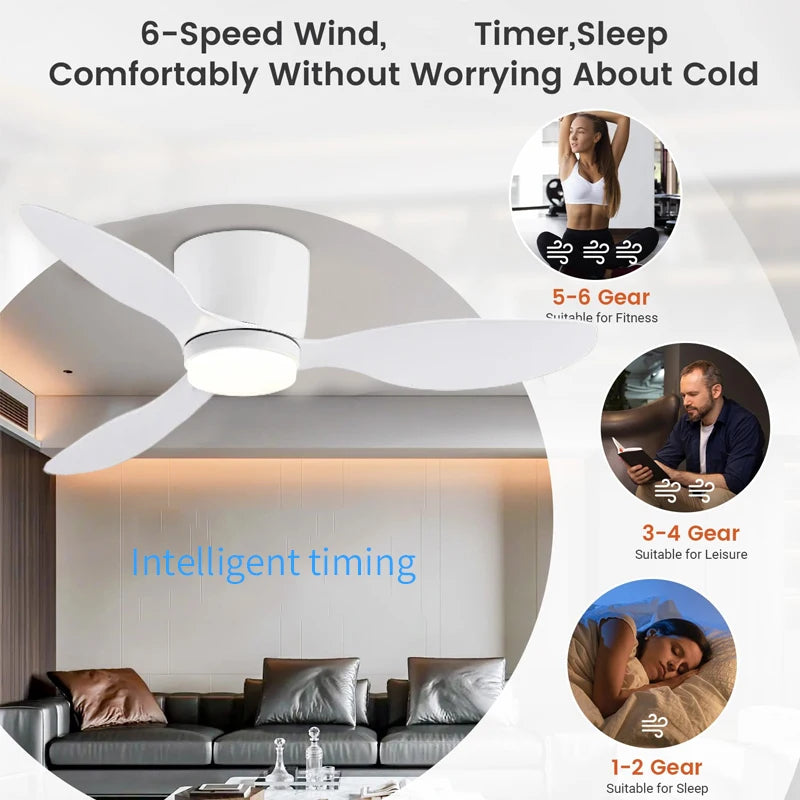 LED Ceiling Mounted Fan Light - Nordic Style Decorative Ceiling Fan for Living Room, Restaurant, and Minimalist Household Use
