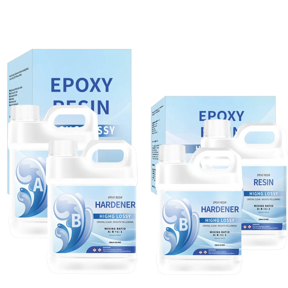 500/1000ml AB Epoxy Resin Glue Set – 1:1 High Adhesive Crystal Clear Resin for Jewelry Making & DIY Crafts