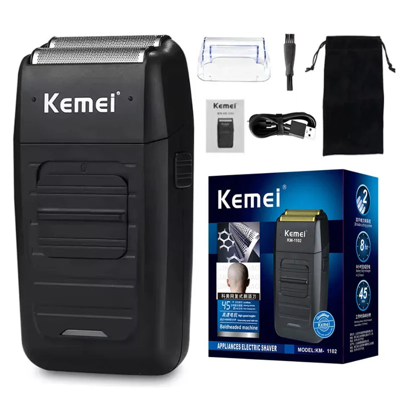 Kemei Professional Hair Clipper Kit – KM-2296, KM-2299, KM-1102 Electric Shaver & Cordless Trimmer for Men’s Hair Cutting