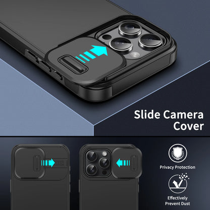 Shockproof Case for iPhone 16, 15 Pro Max, 15 Plus, 14 Pro Max, 13, 12, 11 – Slide Camera Protective Cover