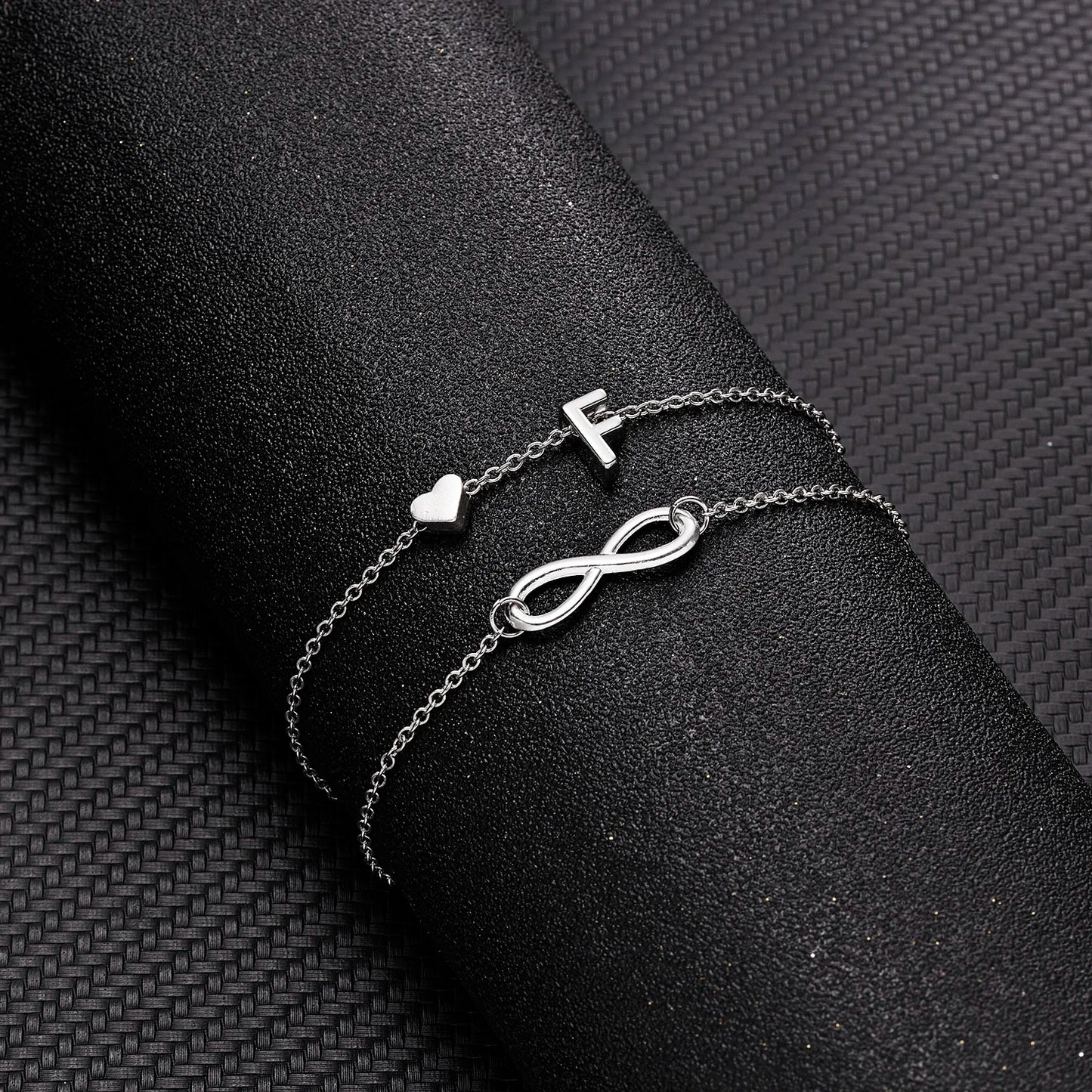 Bohemia A-Z Letter Initial Anklet for Women - Silver Heart Initial Anklet Bracelet, Beach Party & Travel Foot Jewelry