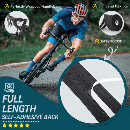 WEST BIKING EVA High Tenacity Handlebar Tape — Shock Absorbing Adhesive Bar Tape with Holes for Road Bikes