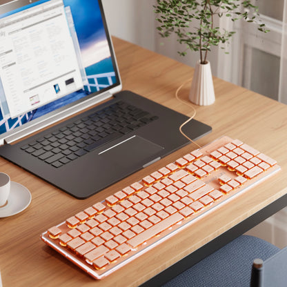 EWEADN V3 Wired Gaming Keyboard - Silent Ergonomic Keyboard for Windows PC, Laptop & E-Sports