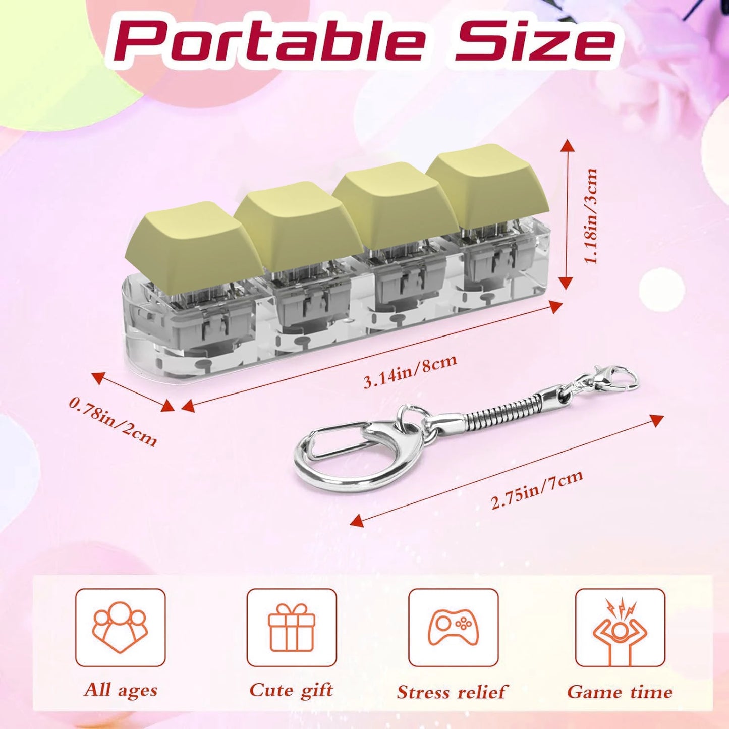 DIY Keyboard Key Toy - Stress Relief Fidget Button Keychain & Fidget Keycap Toy