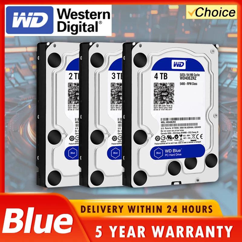 Western Digital WD Blue 4TB/6TB/3TB/2TB 3.5" SATA III Hard Drive – Desktop & Monitoring Storage Solution