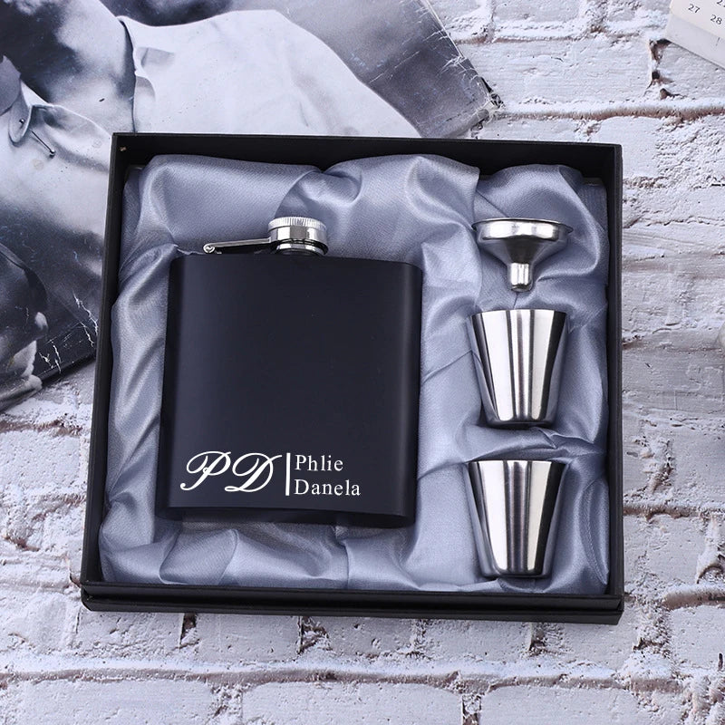 Personalized 6oz Stainless Steel Hip Flask – Engraved Christmas, Birthday, Valentine's Day Gift, Custom Logo for Wedding Favors   2/2