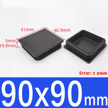 Black Square Tube End Caps - Plastic Blanking Plugs for Furniture, Tables & Chairs 10-100mm