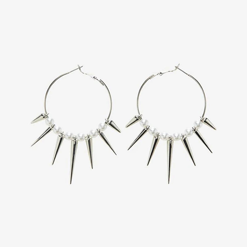 Grunge Rock Rivet Hoop Earrings – Cool Hip Hop & Punk Earrings for Women, E-Girl Fashion Korean Jewelry