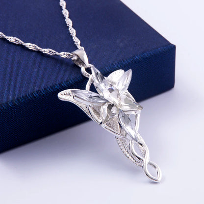 Lord of the Rings Arwen Evenstar Necklace – Elf Princess Crystal Pendant Choker Jewelry Gift for Women