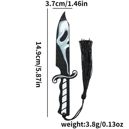 Horror Movie Fan Bookmark — Knife-Shaped Acrylic Bookmark with Tassel for Study & Reading